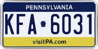 PA license plate KFA6031