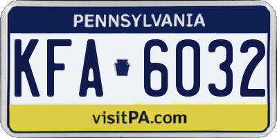 PA license plate KFA6032