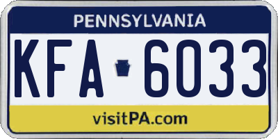 PA license plate KFA6033