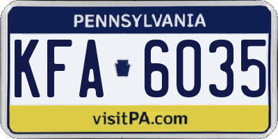 PA license plate KFA6035