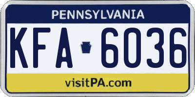 PA license plate KFA6036