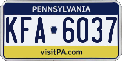 PA license plate KFA6037
