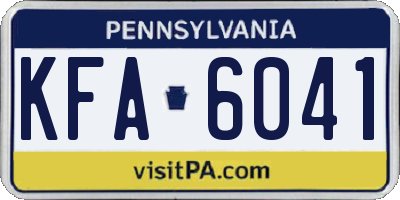 PA license plate KFA6041