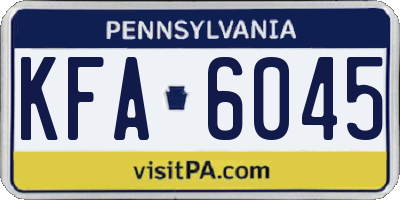 PA license plate KFA6045