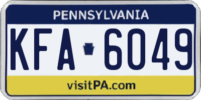 PA license plate KFA6049