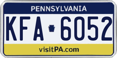 PA license plate KFA6052
