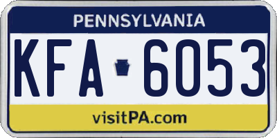 PA license plate KFA6053