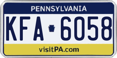 PA license plate KFA6058