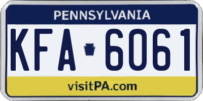 PA license plate KFA6061