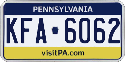 PA license plate KFA6062