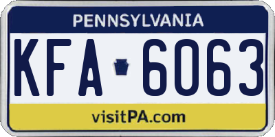 PA license plate KFA6063