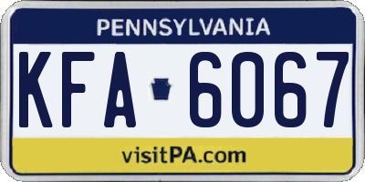 PA license plate KFA6067