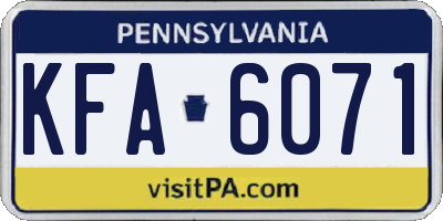 PA license plate KFA6071