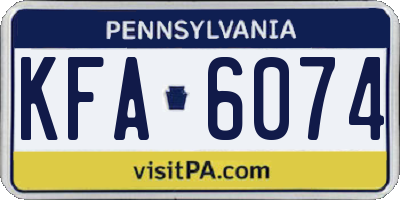 PA license plate KFA6074