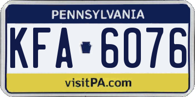 PA license plate KFA6076