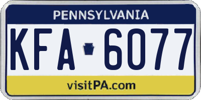 PA license plate KFA6077