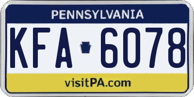PA license plate KFA6078