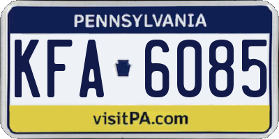 PA license plate KFA6085