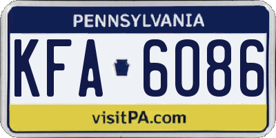 PA license plate KFA6086