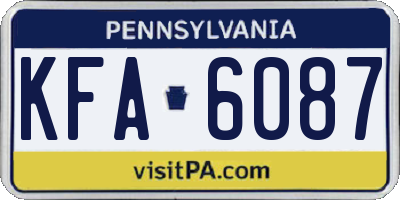 PA license plate KFA6087