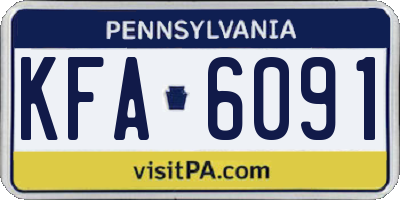 PA license plate KFA6091