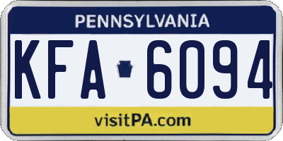 PA license plate KFA6094