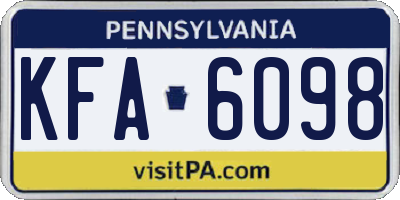 PA license plate KFA6098