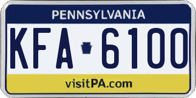 PA license plate KFA6100