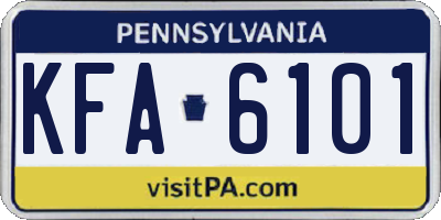PA license plate KFA6101