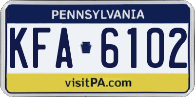 PA license plate KFA6102