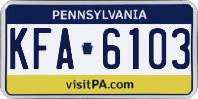 PA license plate KFA6103
