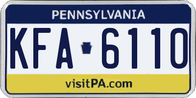PA license plate KFA6110