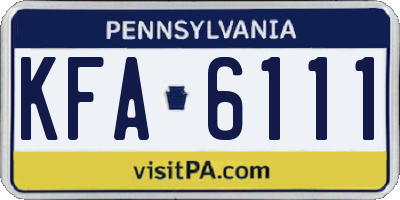 PA license plate KFA6111