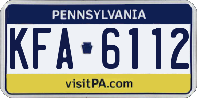 PA license plate KFA6112