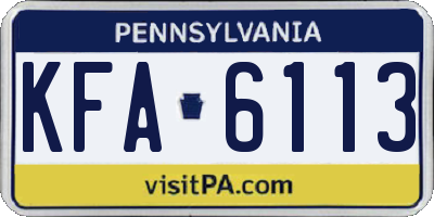 PA license plate KFA6113