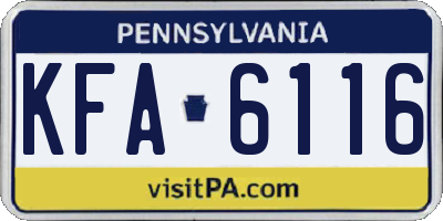 PA license plate KFA6116