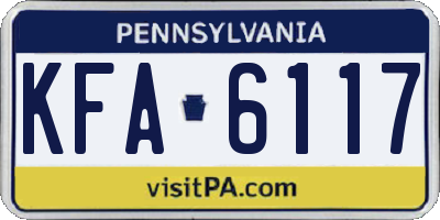 PA license plate KFA6117