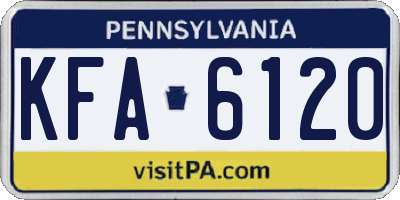 PA license plate KFA6120