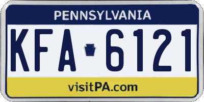 PA license plate KFA6121