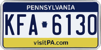 PA license plate KFA6130