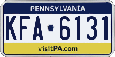 PA license plate KFA6131