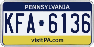 PA license plate KFA6136