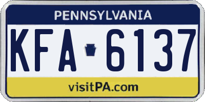 PA license plate KFA6137