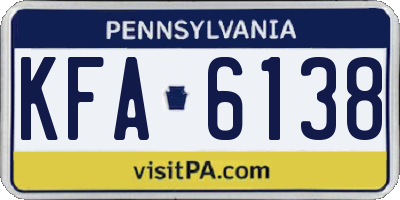 PA license plate KFA6138