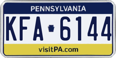 PA license plate KFA6144