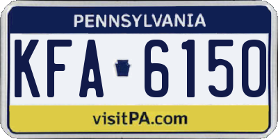 PA license plate KFA6150