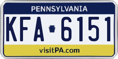 PA license plate KFA6151