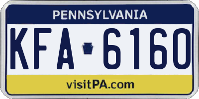 PA license plate KFA6160