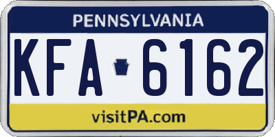 PA license plate KFA6162