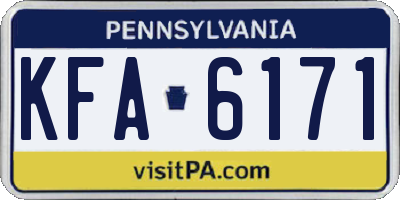 PA license plate KFA6171